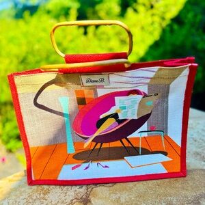 Diane B. 𖣊 MCM Themed 𖣊 Printed Burlap Tote Market Bag